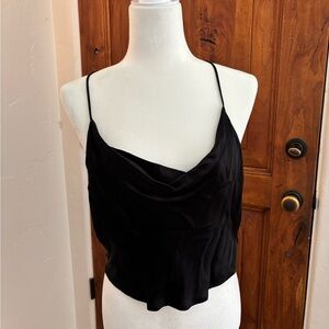 Zara Black Satin Fitted Camisole